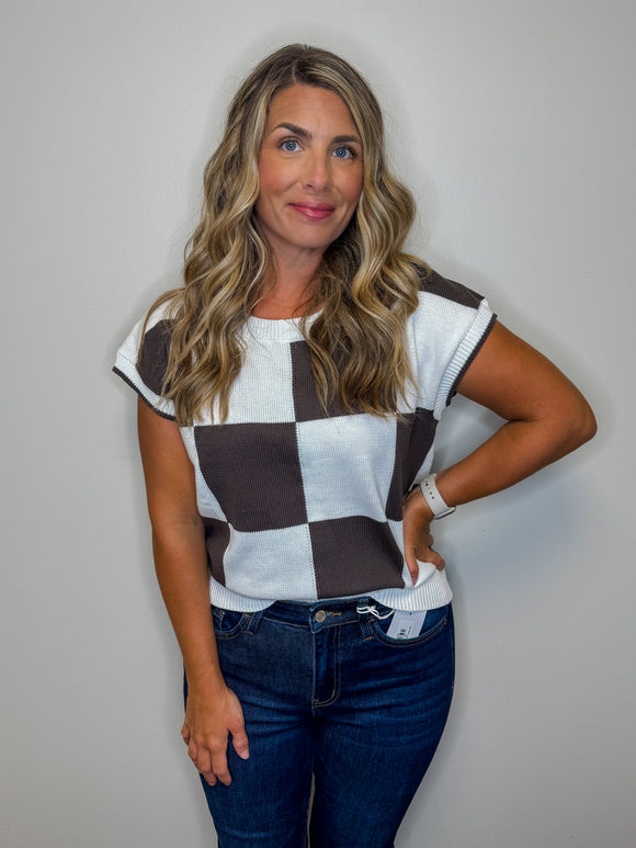 Charcoal Checkered Top