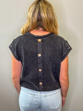 Tab Sleeve Ribbed Top