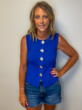 Gold Button Sleeveless Top