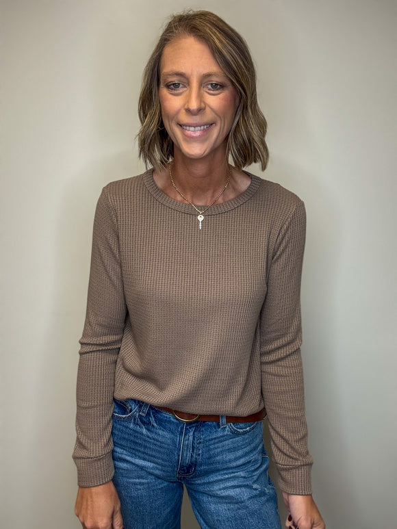 Crew Neck Waffle Top