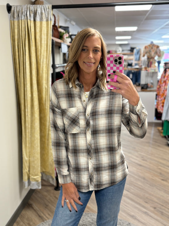 Plaid Long Sleeve Flannel Button Down