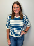 Stripe Contrast Short Sleeve Sweater