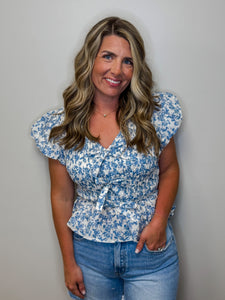 Dainty Floral Tie Front Blouse