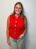 Gold Button Sleeveless Top