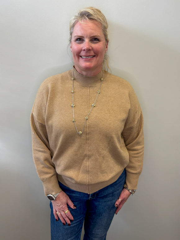 Front Seam Mock Neck Sweater