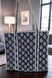 Nantucket Blooms Navy Tote Bag