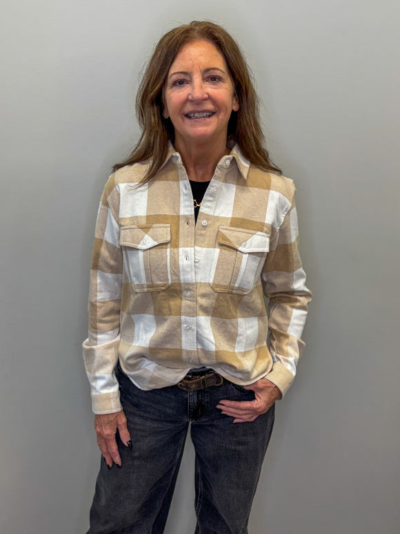 Tan and Ivory Plaid Flannel