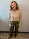 Faux Suede Wide Leg Pant