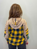 Patched Flannel Hoodie