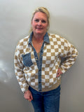 Denim Checker Sweater Cardi