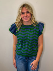 Wavy Stripes Flutter Top