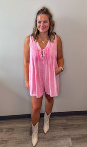 Pink Pleated Romper