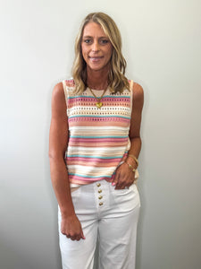 Multi Color Stripe Sweater Tank