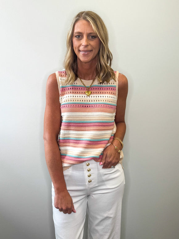 Multi Color Stripe Sweater Tank