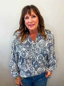Faint Floral Print Top