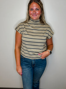 Stripe Mock Neck Top
