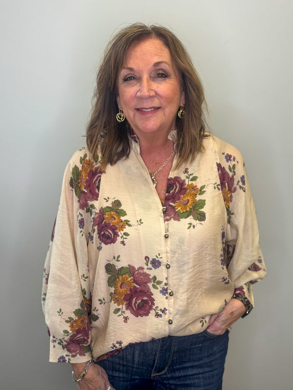 Floral Print Button Down Top