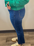 High Rise Raw Hem Kick Flare