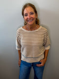 Stripe Raw Edge Sweater Top