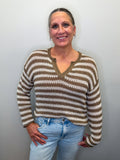 Stripe Raw Edge Knit Sweater
