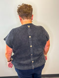 Tab Sleeve Ribbed Top
