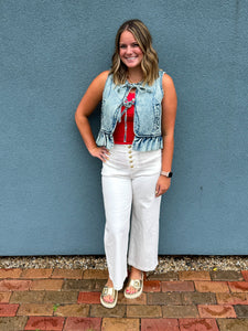 Bold Button Wide Leg Pant