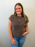 Acid Wash Tab Sleeve Top