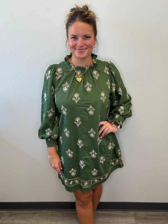 Embroidered Long Sleeve Dress