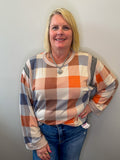 Plaid Colorblock Pullover