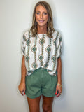Pleated Front Cuff Shortie