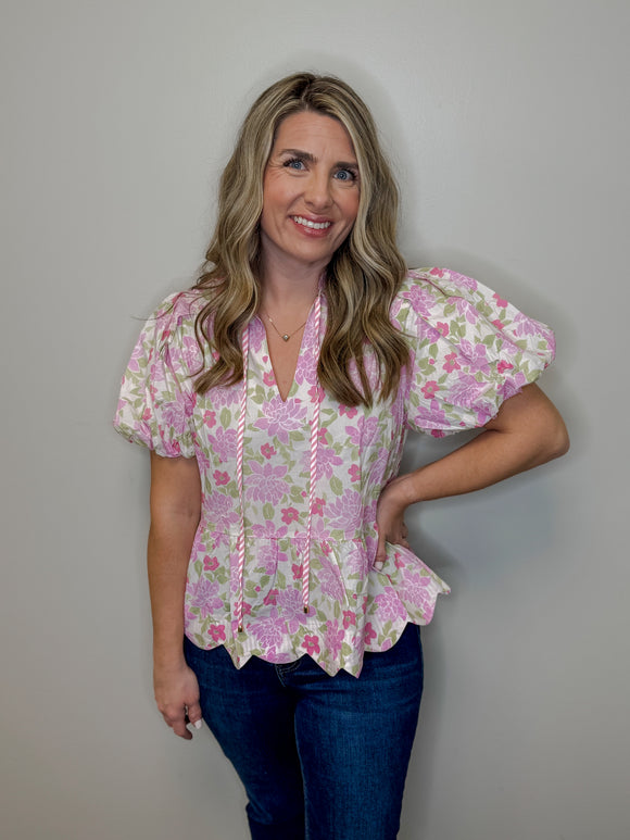 Floral Puff Sleeve Top