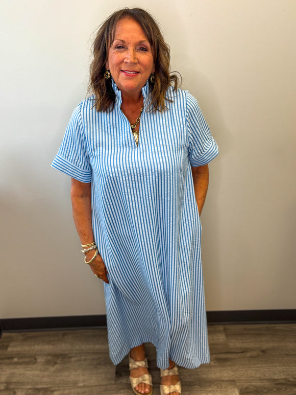 The Stand Collar Midi Dress – The Fashion Farm Boutique