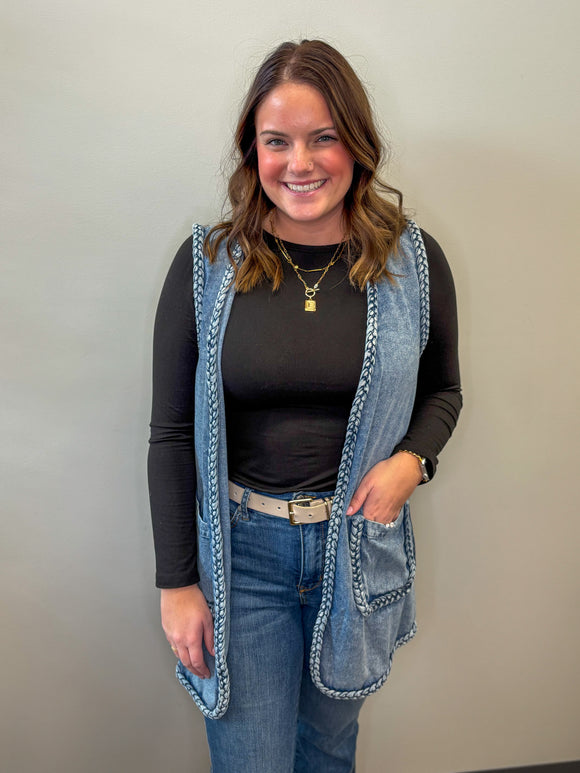 Braided Denim Vest