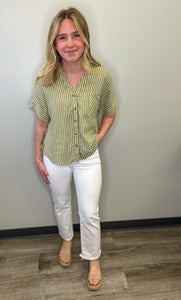 Stripe Linen Short Sleeve Shirt