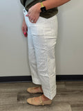 High Rise Stripe Cuffed Wide Leg Jean
