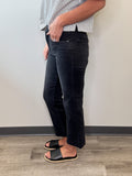 Mid Rise Crop Straight Black denim