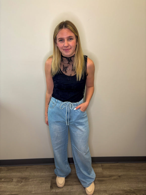 High Rise Ankle Wide Baggy Jean