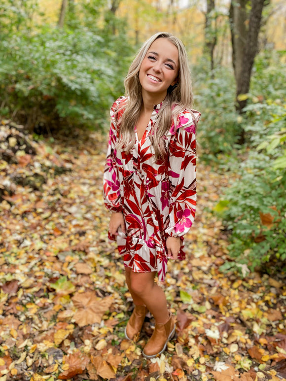 Berry Fall Pattern Dress