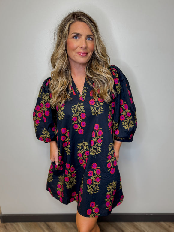Bold Fall Floral Dress
