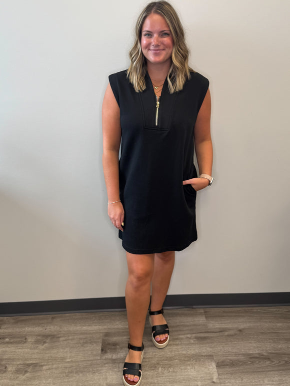 Cap Sleeve Zipper Dress
