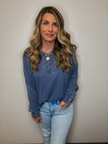 Mineral Wash Henley Waffle Top