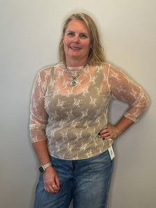 Curvy Floral Mesh Top