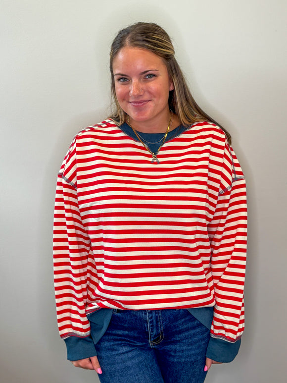 Comfy Casual Stripe Crewneck