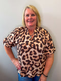 Animal Print Balloon Blouse