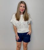 Short Sleeve Cable Knit Sweater
