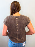 Acid Wash Tab Sleeve Top