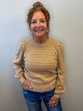 Puff Sleeve Scalloped Edge Sweater