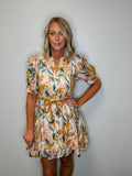 Belted Fall Floral Dress