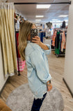 Light Wash Distressed Denim Shirt