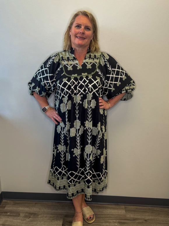 Tribal Print Midi Dress